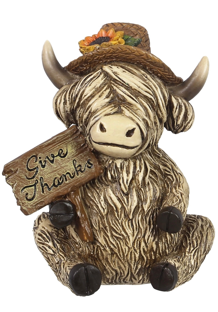 Polyresin Cow Decor Tabletop- Give Thanks