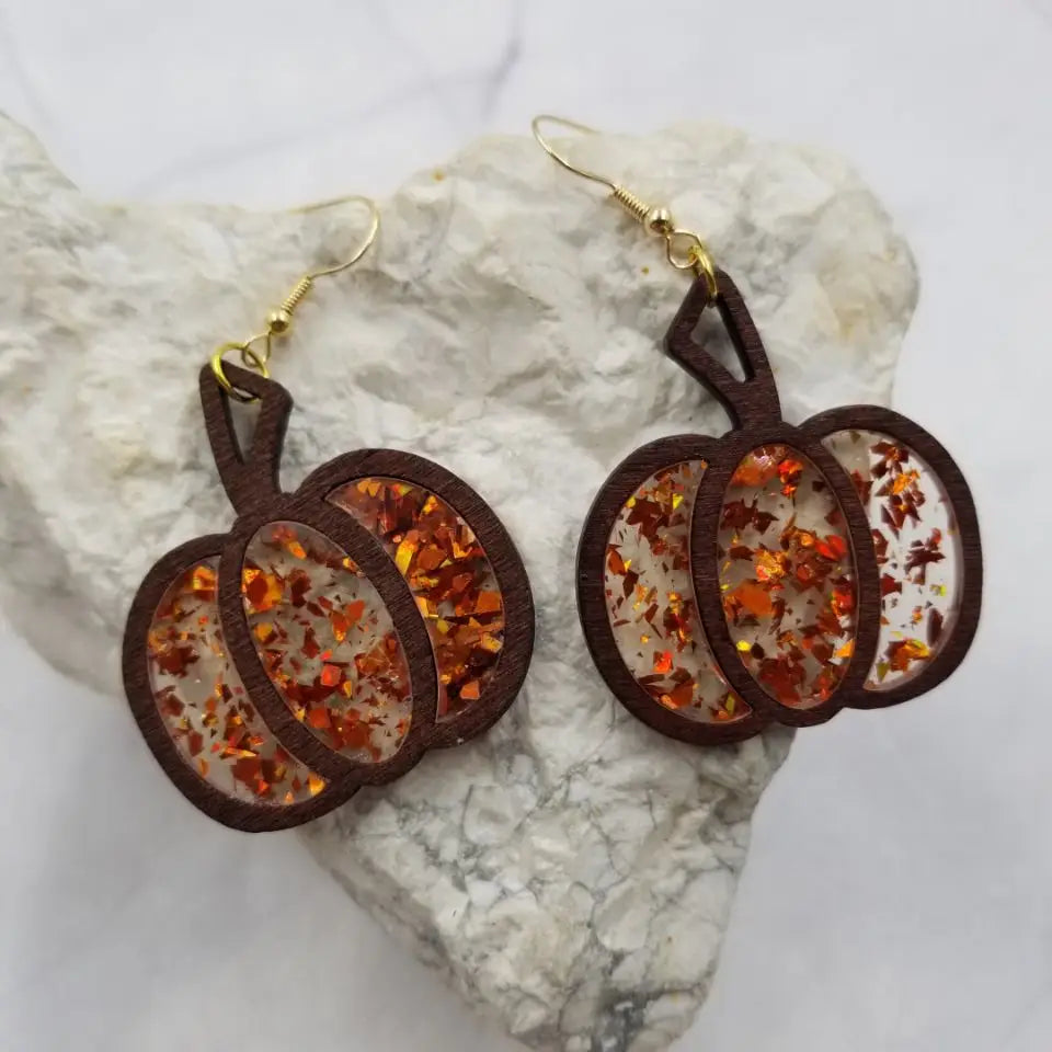 Fall Sparkle Pumpkin Earrings