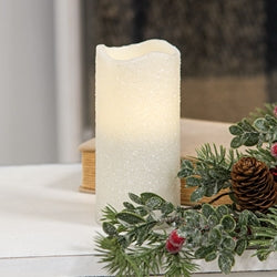 White Glitter Timer Pillar, 3"x6"