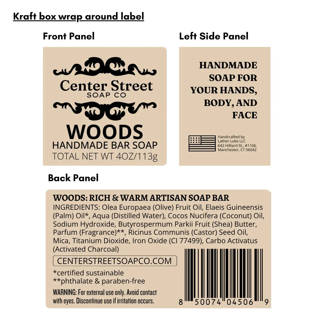 Woods Vegan Handmade Bar Soap For Men