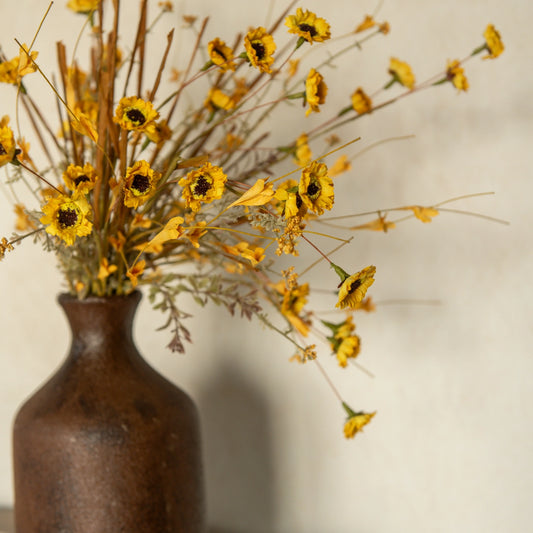 22" Yellow Mini Daisy & Wild Grass Bush