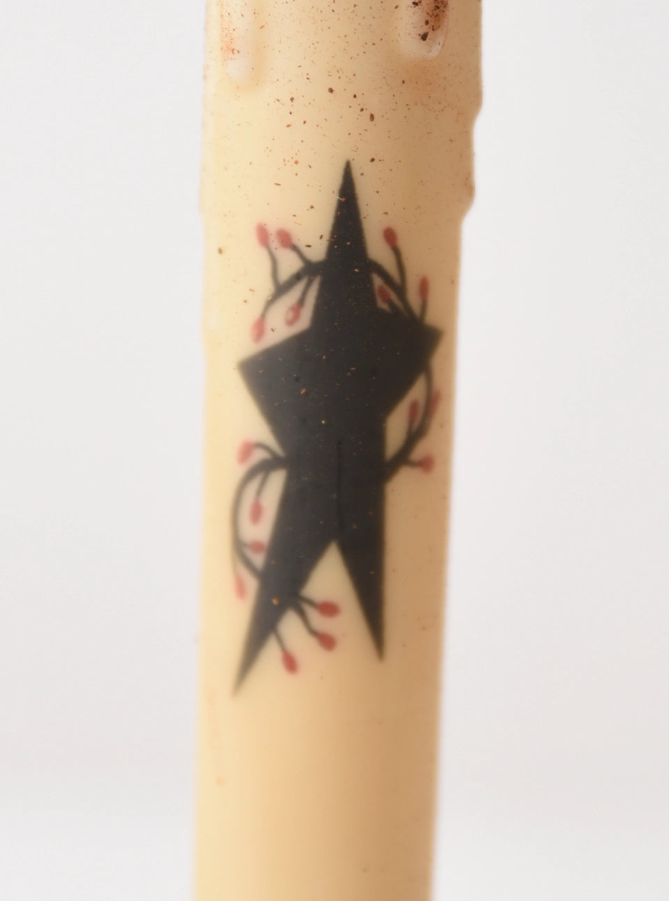 Black Star with Berries Led Timer Taper Candle
