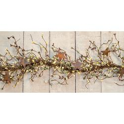 Pip Berry Garland With Rusty Stars - Coffee Bean Mix