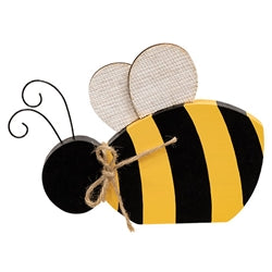 Wooden Bee Sitter w/Burlap Wings