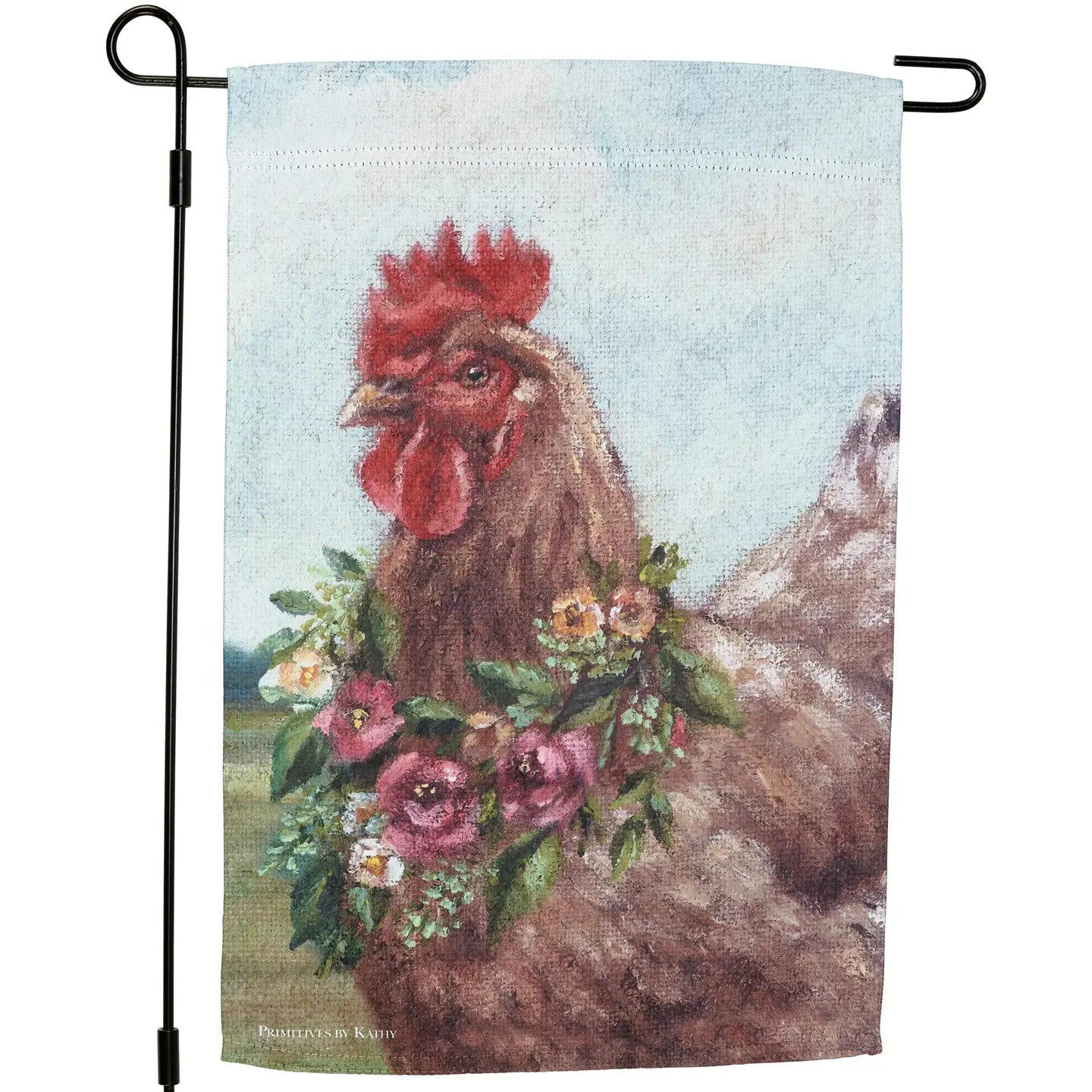 Floral Chicken Garden Flag