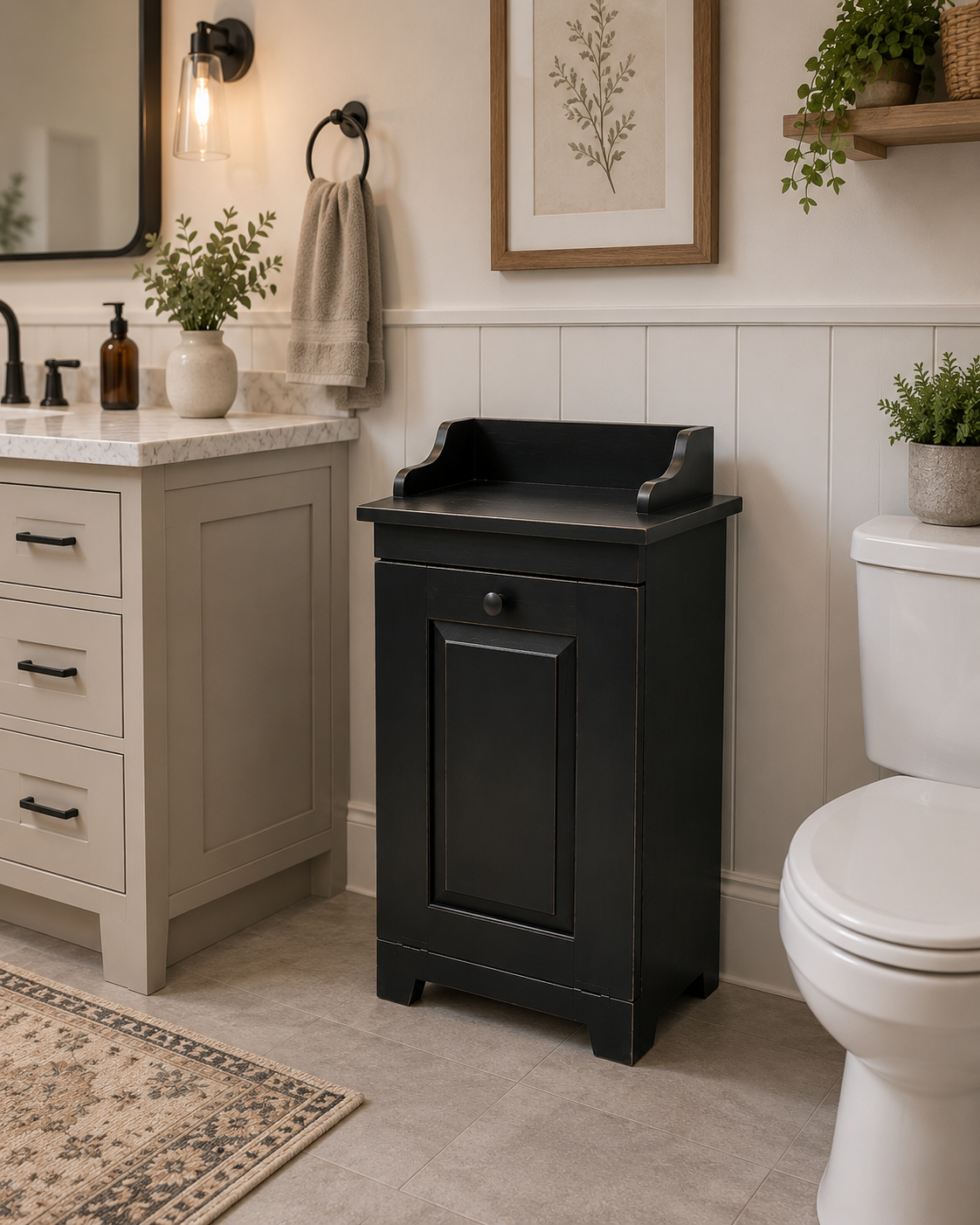 Amish Handcrafted Trash Bin Cabinet