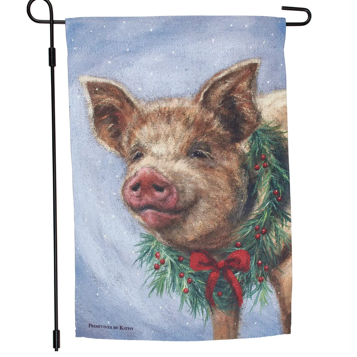 Christmas Pig Garden Flag