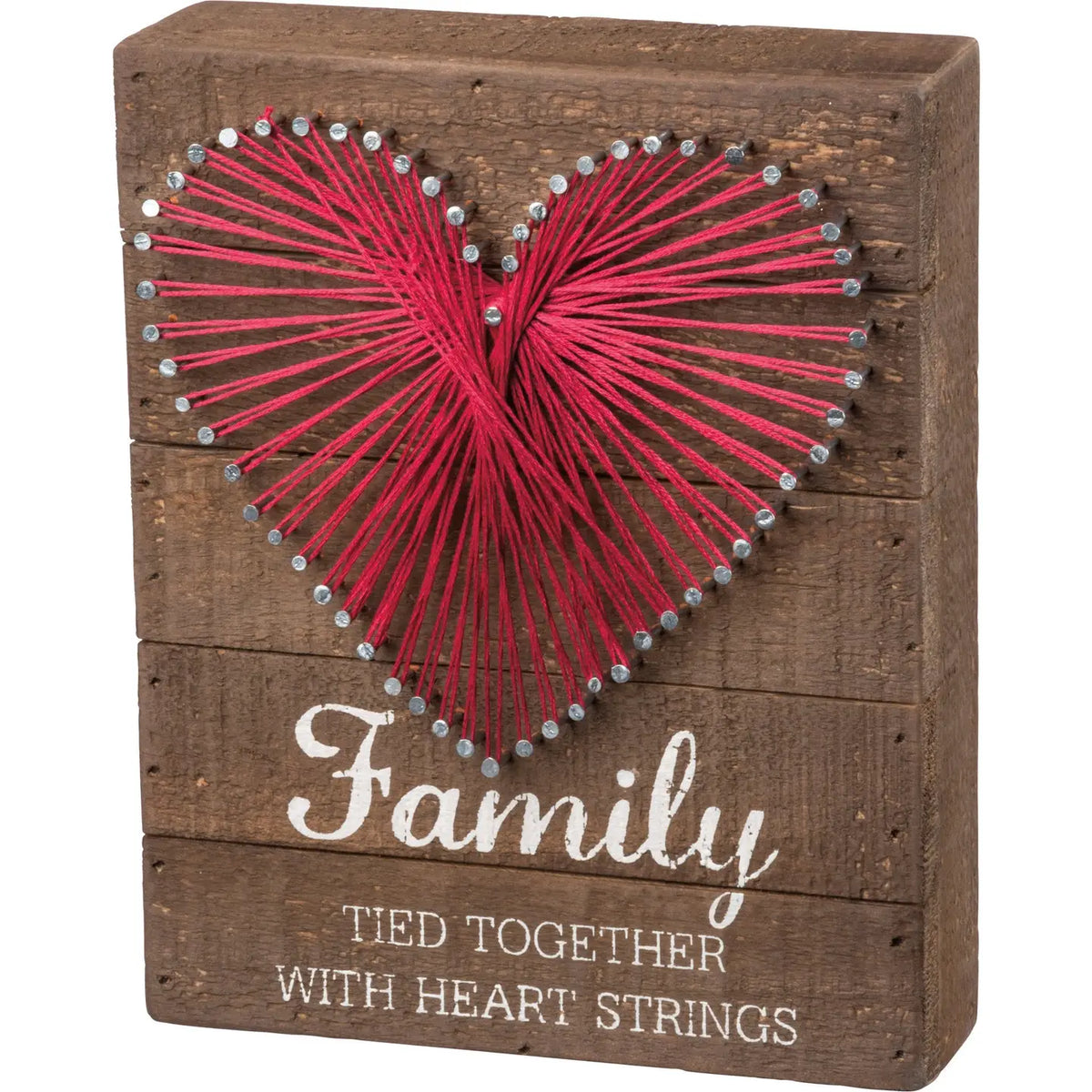 Family Tied Together with Heart String Art