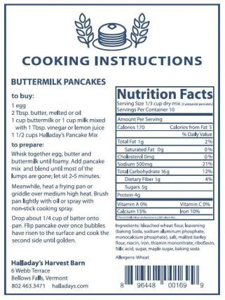 Halladays Buttermilk Pancake Mix