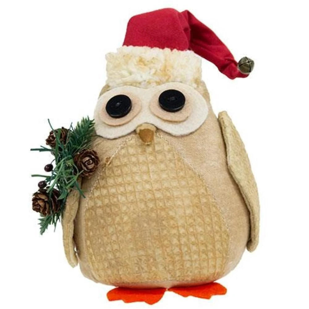 Stuffed owl w/ Santa hat