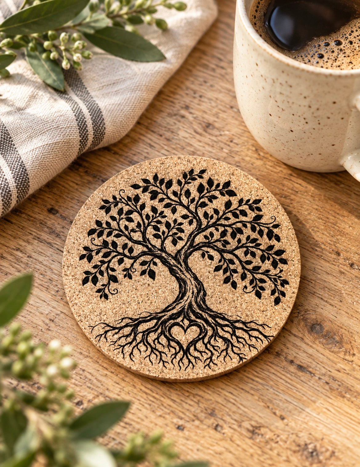 Tree of Life Cork Coaster