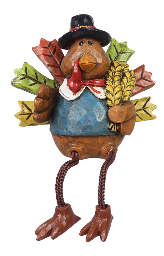 Polyresin Turkey with Hanging Feet Tabletop- Boy