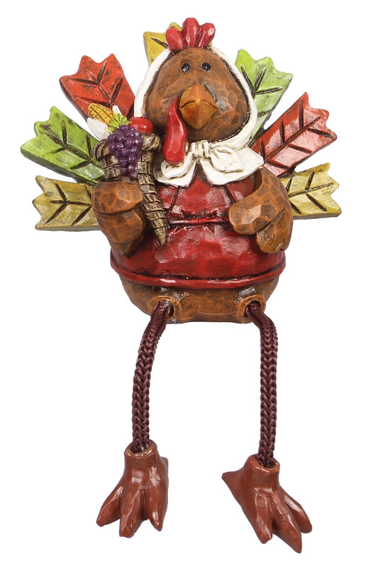 Polyresin Turkey with Hanging Feet Tabletop- Girl
