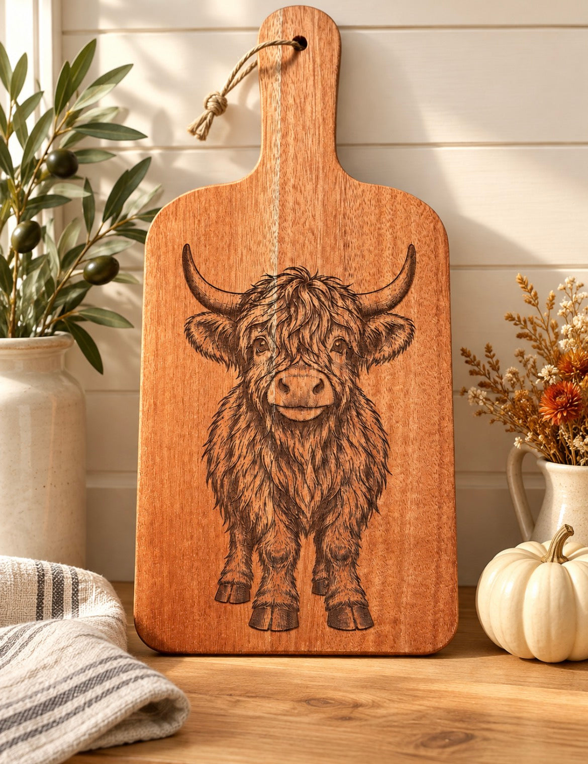 Highland Cow Engraved Cutting Board