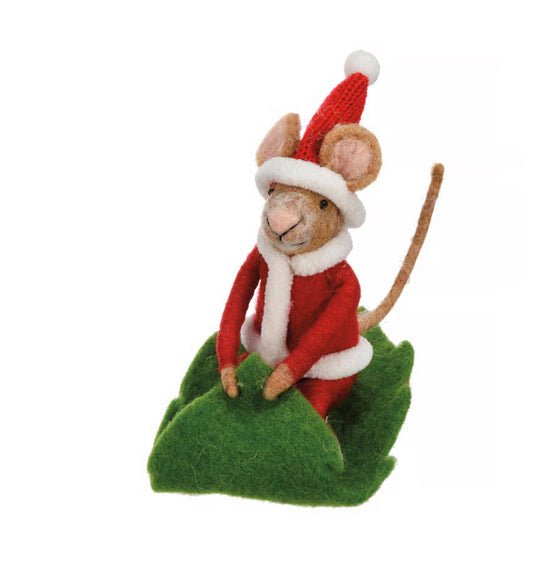Santa Mouse Sledding Critter