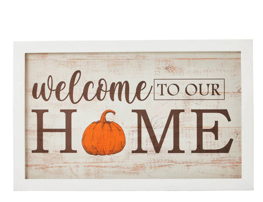 Welcome To Our Home Pumpkin Wall Sign 10x16