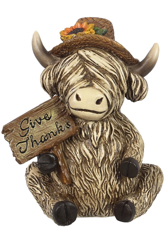 Polyresin Cow Decor Tabletop- Give Thanks
