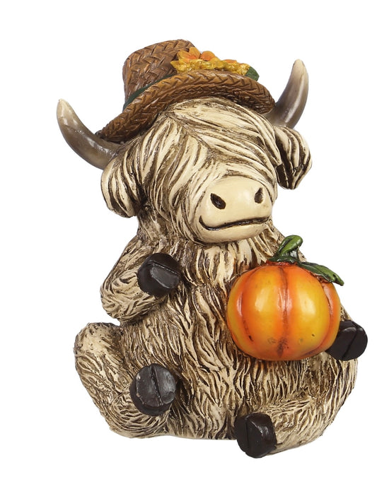 Polyresin Cow Decor Tabletop- Pumpkin