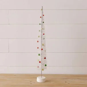 White bottle brush tree w bulbs