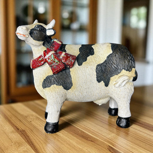 Resin Winter Cow- Scarf