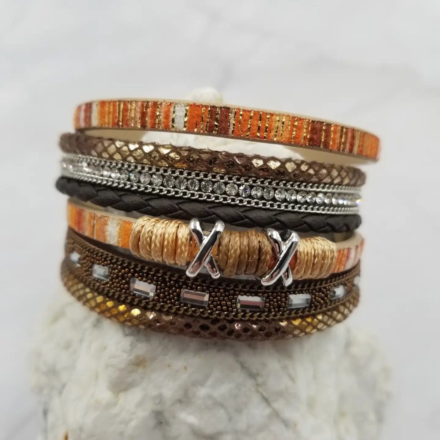 Boho Weave Bracelet | Magnetic Clasp | Layered
