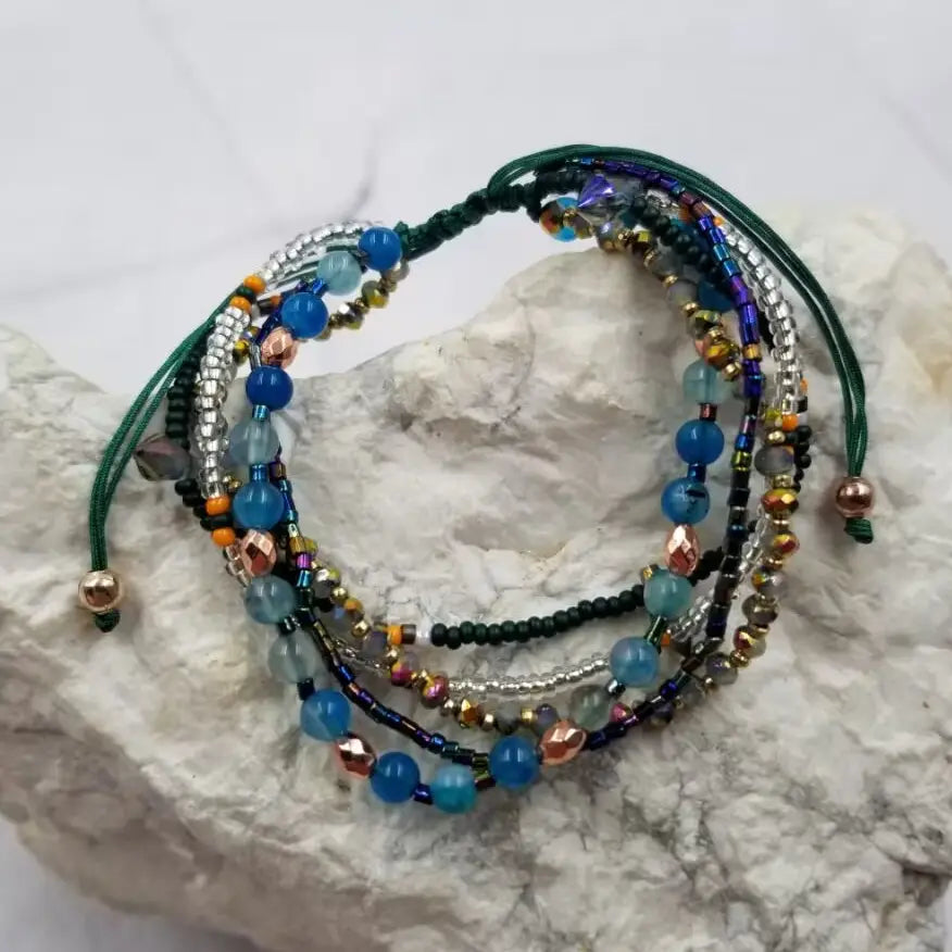 Layer Adjustable Stone Beaded Bracelet