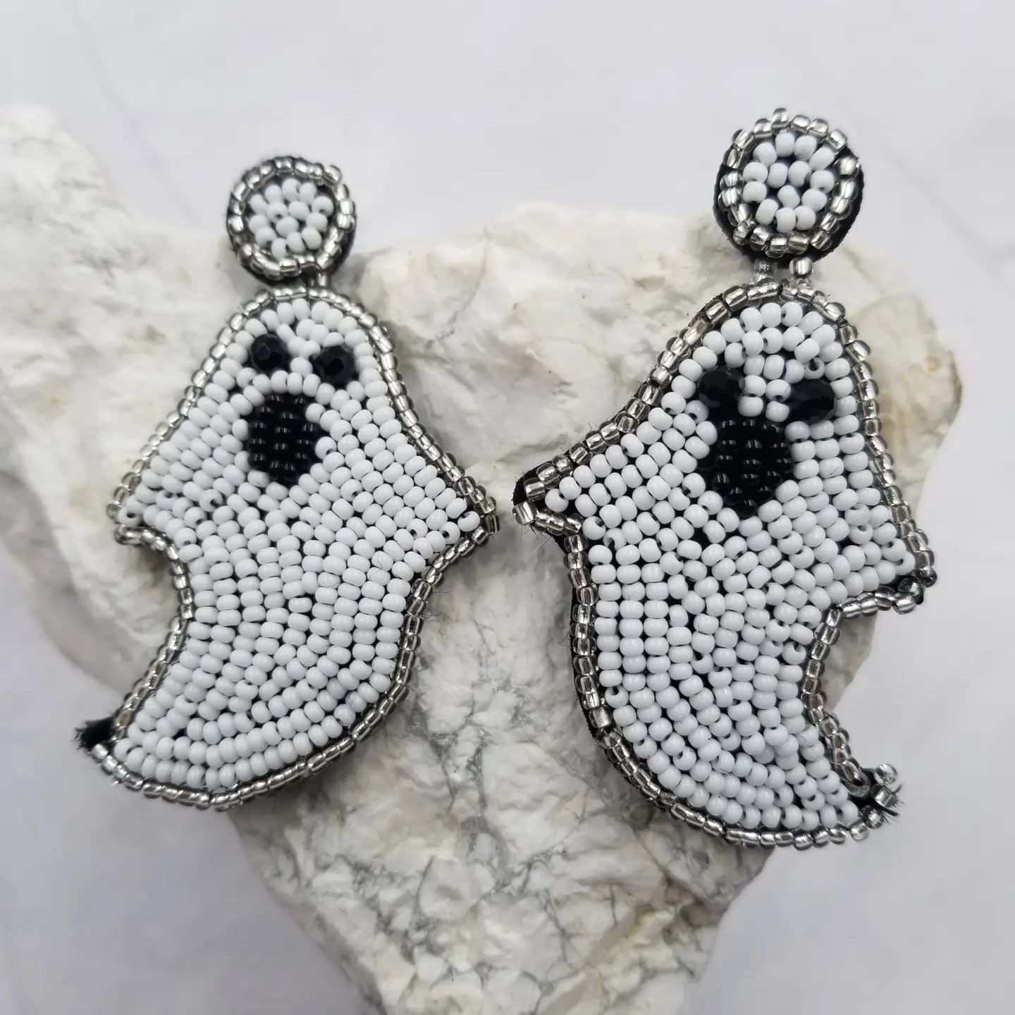 Handmade Bead Halloween Ghost Earrings