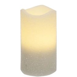 White Glitter Timer Pillar, 3"x5"