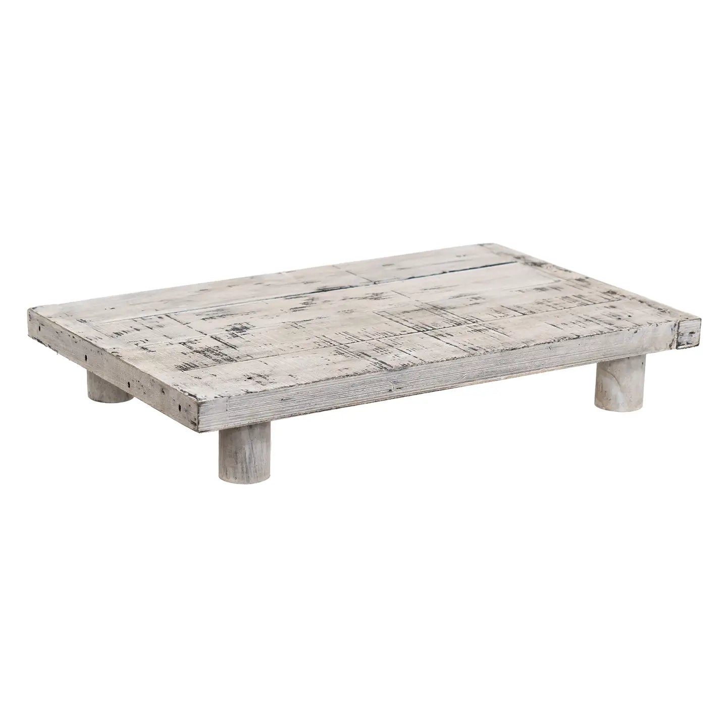 Distressed White Wooden Rectangle Riser