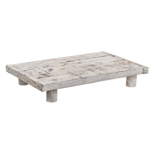 Distressed White Wooden Rectangle Riser