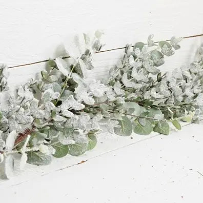 Snowy Flocked Mixed Eucalyptus Leaves-