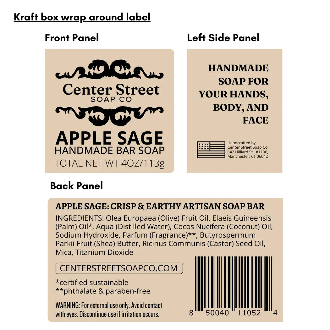 Apple Sage Vegan Handmade Bar Soap