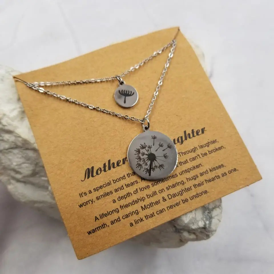 Mother and Daughter Dandelion Necklace