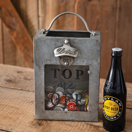 Top Me Off Galvanized Bottle Opener Bin