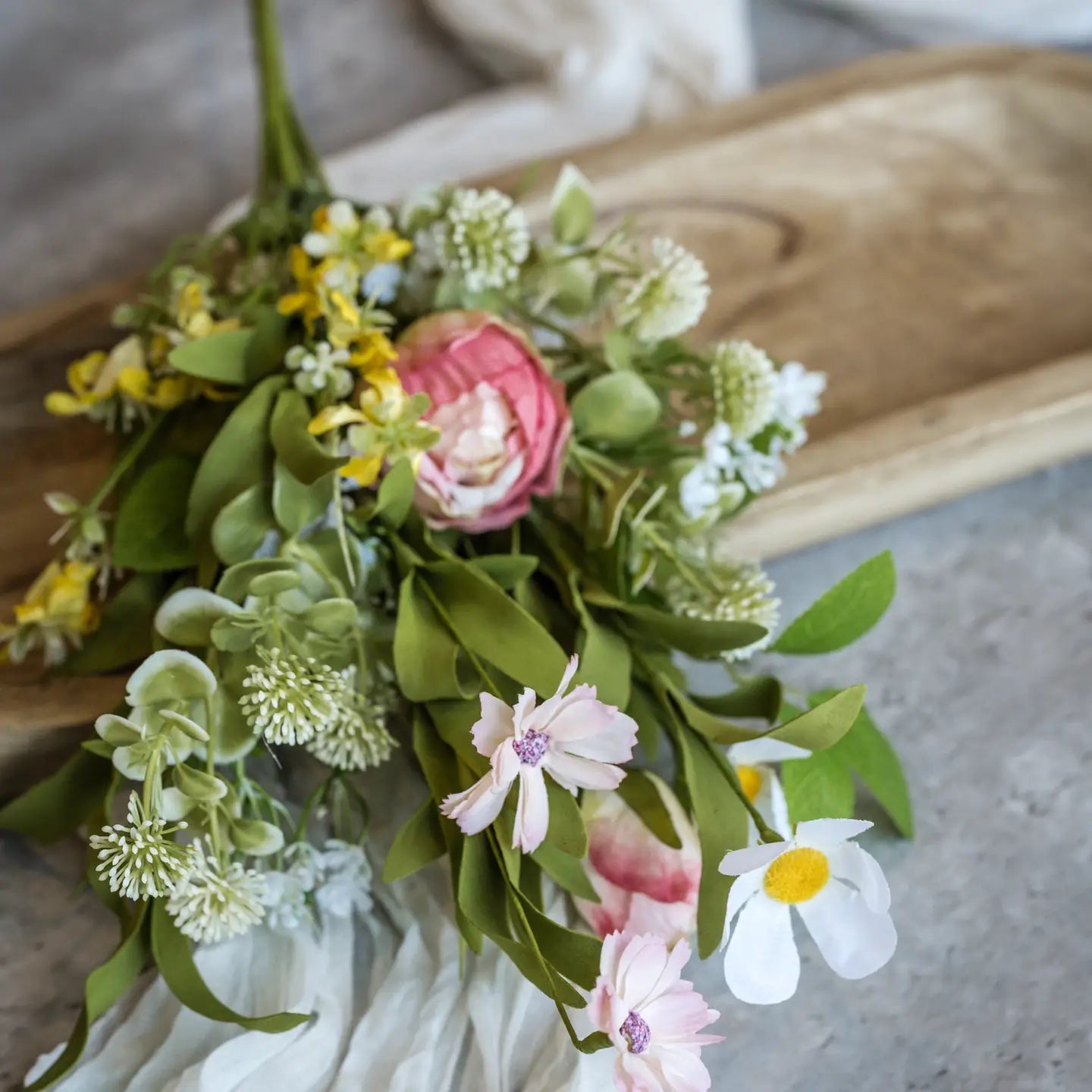 20" Pink, White & Yellow Spring Spray