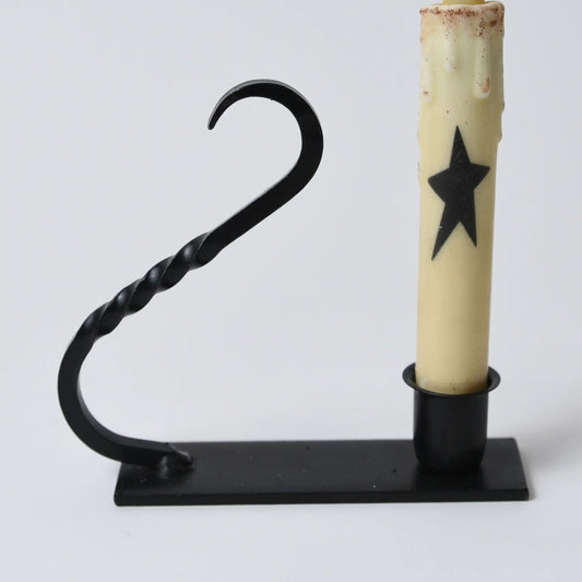 Iron Taper Holder with Curved Handle
