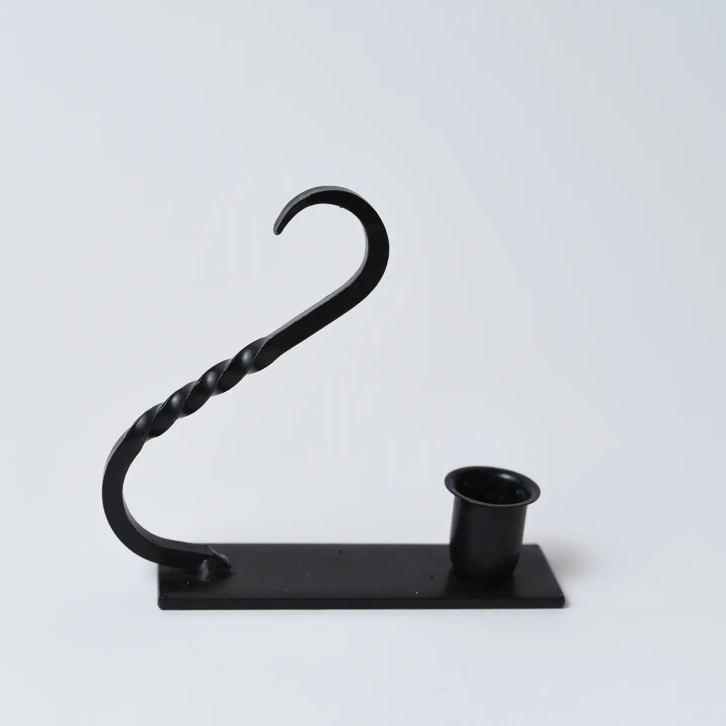 Iron Taper Holder with Curved Handle