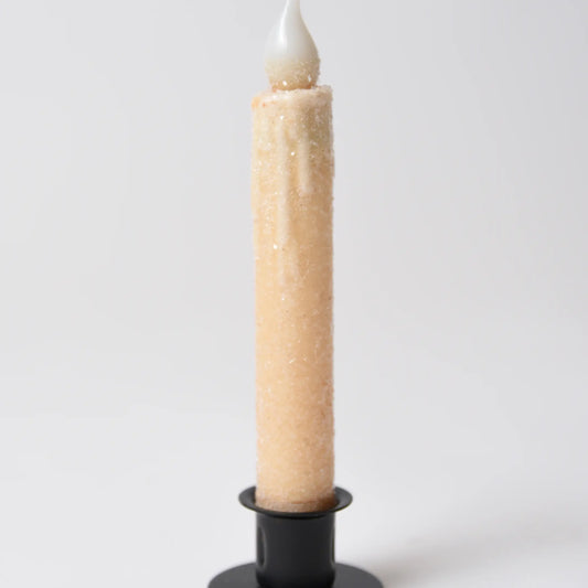 Cream Diamond Dusted Led Timer Taper Candle