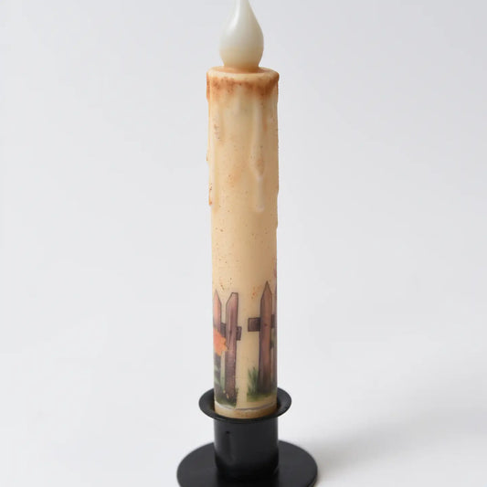 Flowers On Fence Panorama Led Timer Taper Candle