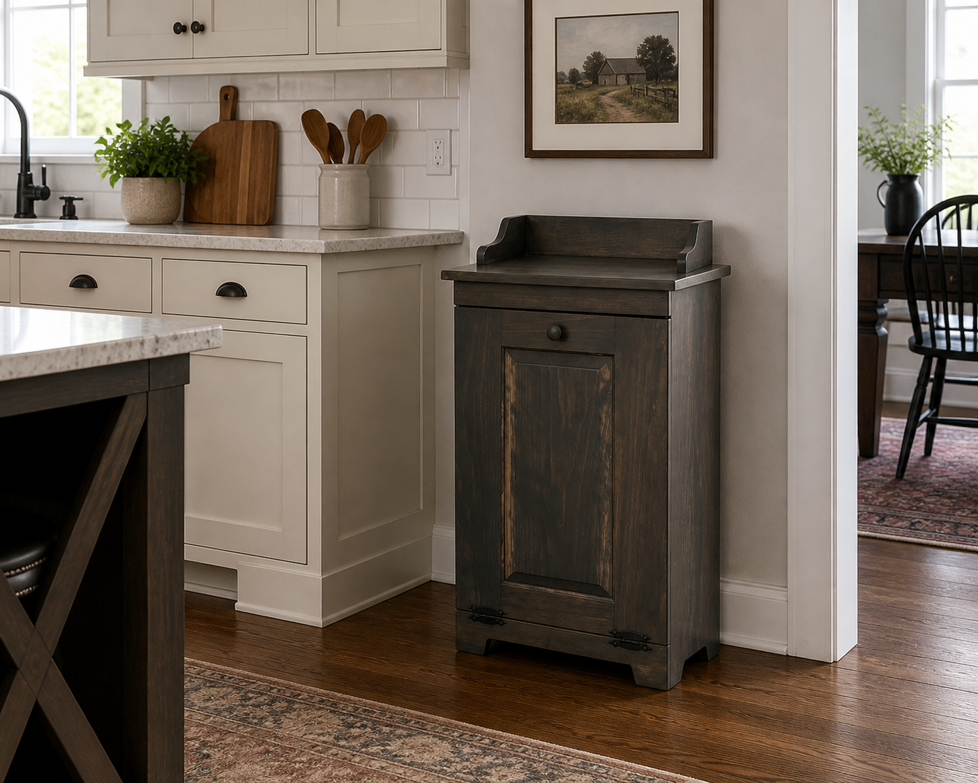 Amish Handcrafted Trash Bin Cabinet
