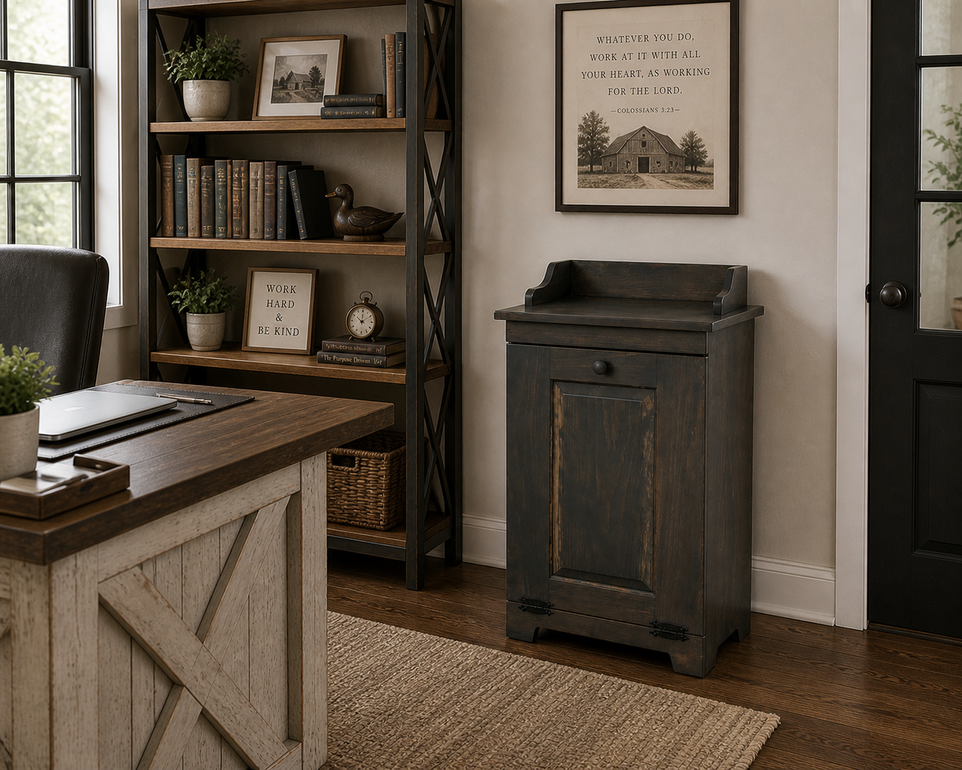 Amish Handcrafted Trash Bin Cabinet