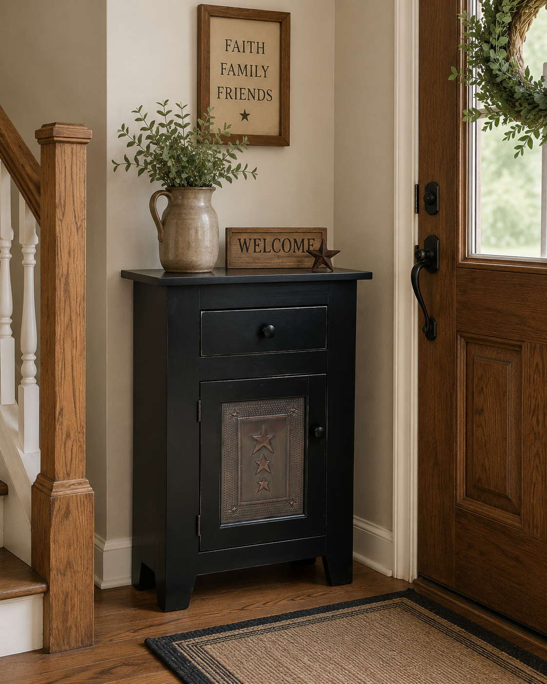 Amish Handmade Small Jelly Cabinet black w/ tin