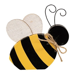 Wooden Bee Sitter w/Burlap Wings