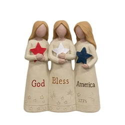 God Bless America Resin Angel Trio
