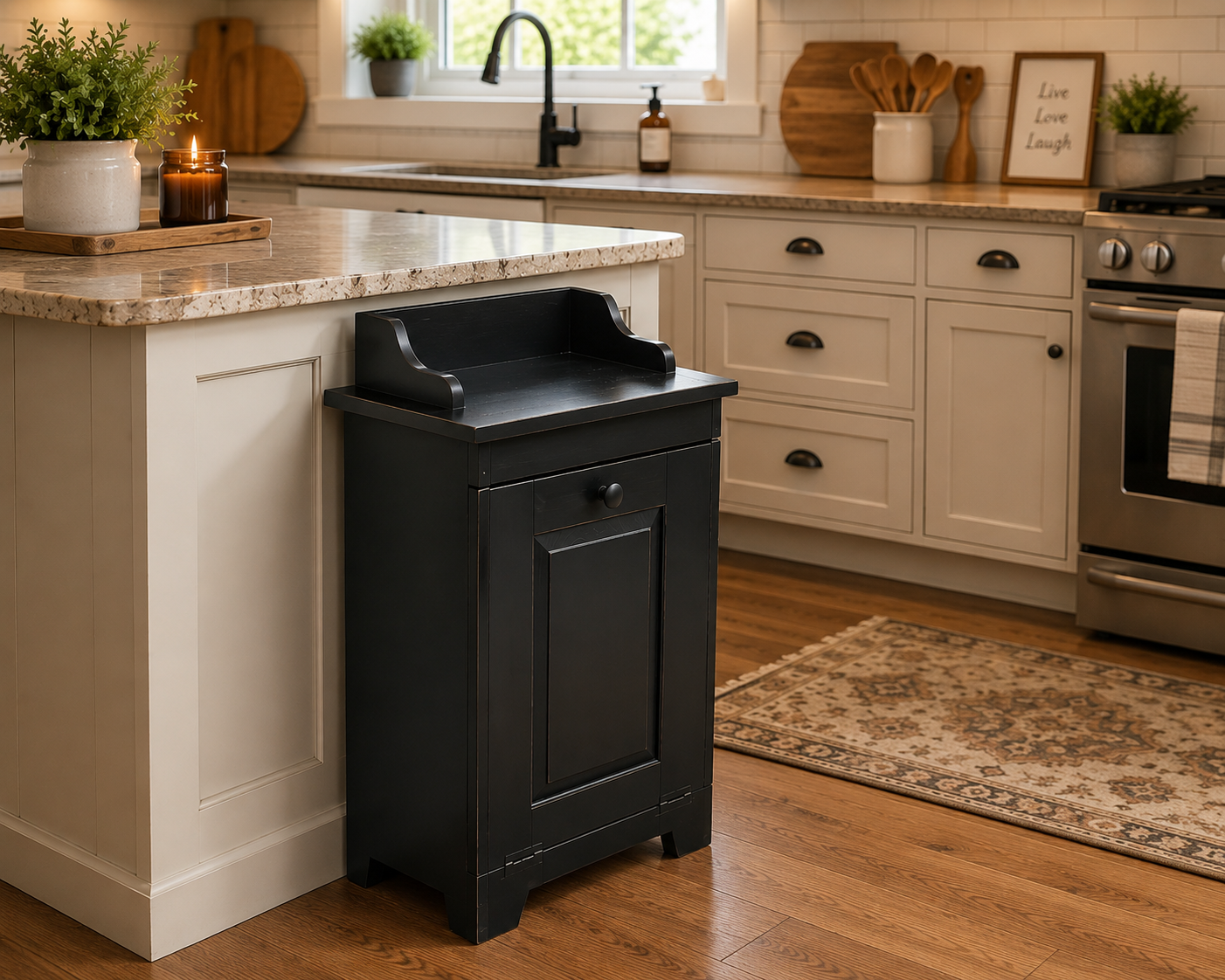 Amish Handcrafted Trash Bin Cabinet