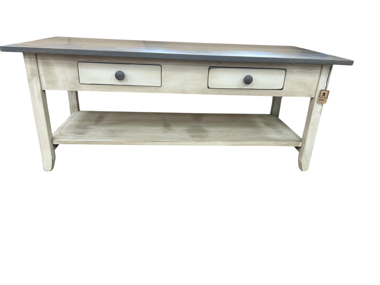 Amish-Made Coffee Table – Antique White with Antique Slate Top