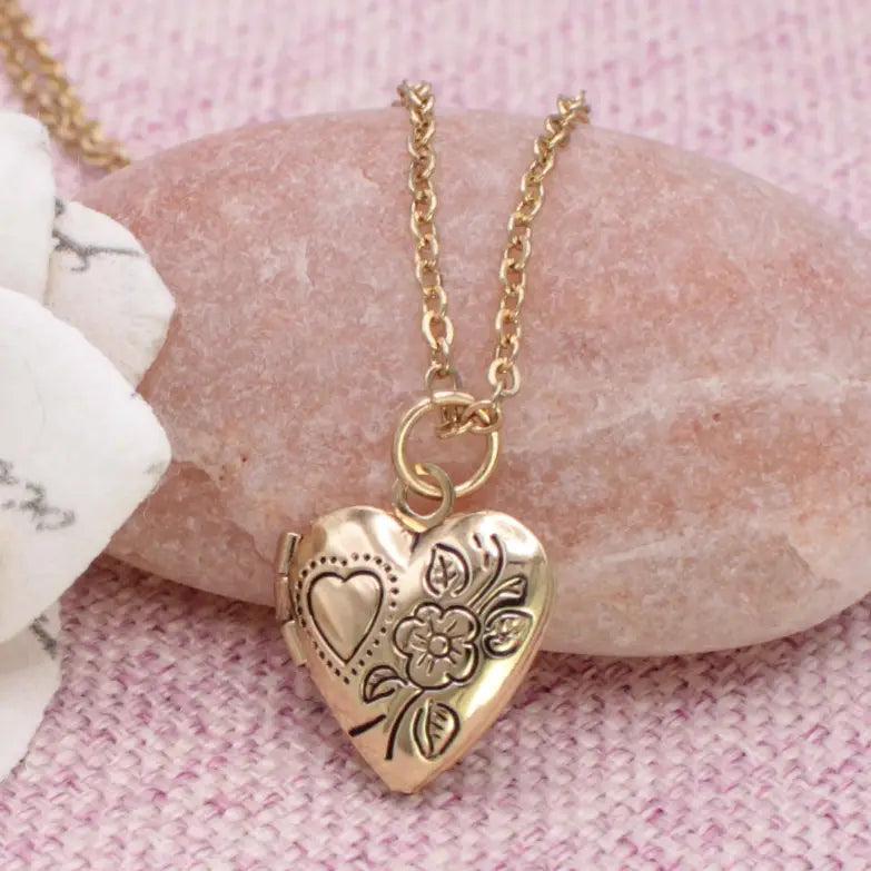 A Little Love Tiny Gold Heart Locket Necklace