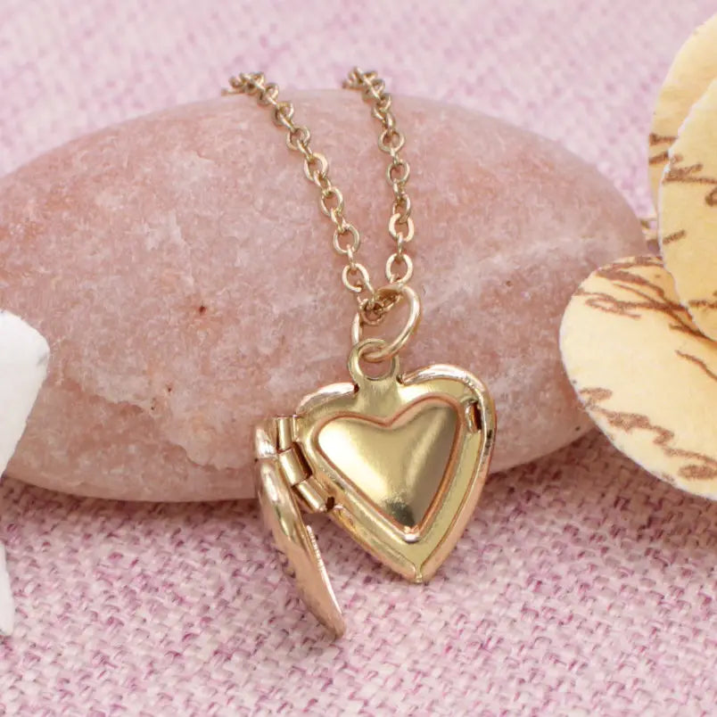 A Little Love Tiny Gold Heart Locket Necklace