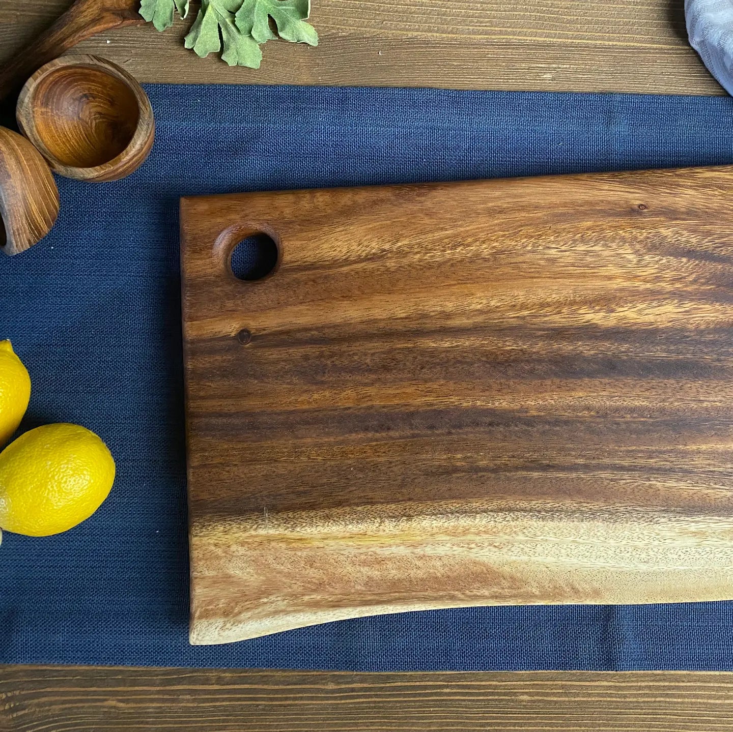 Walnut • Medium Live Edge Square End Board with Hanging Hole