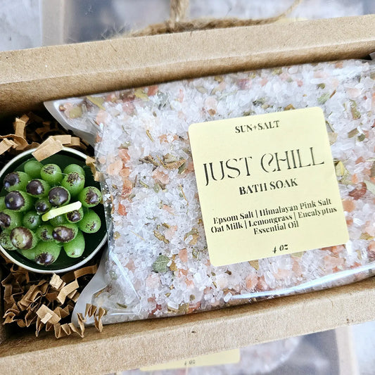 Just Chill Bath Salt & Succulent Candle Gift Set Bath Soak
